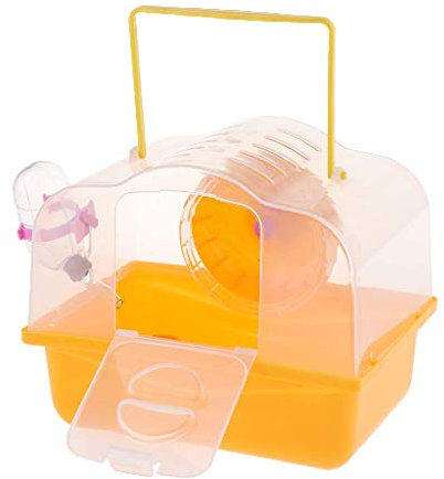 Cage de transport portable pour hamster avec bouteille d'eau pour les petits animaux (orange)