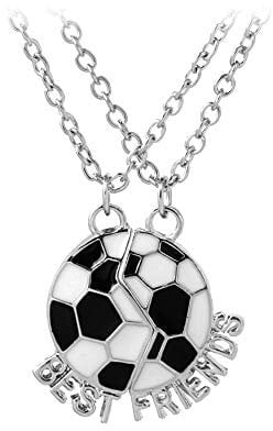 Split Enameled Football Best Friends Letter Pendant Friendship Charm Necklace Set of 2 Creative and Useful