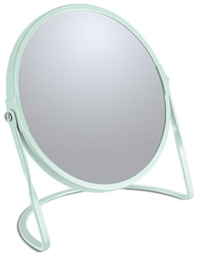 Spirella - Standspiegel Akira mit Vergrößerung - Robustes Metall - Doppelansicht mit 5-facher Vergrößerung und klassischem Spiegel - 360° schwenkbar - Mattes Eisgrün