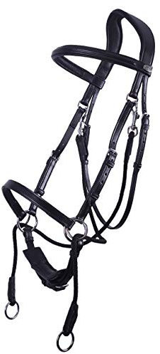 ARBO-INOX - Gebisslose Trense - Leder - anatomisch geformt (Pony, Schwarz)