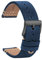 TStrap Leder Uhrenarmband 18mm - Weich Blau Quick Release Uhrenarmbänder Ersatz - Sport Uhrenarmband für Herren Damen - Smartwatches Armband mit Schwarz Schließe - 19mm 20mm 21mm 22mm