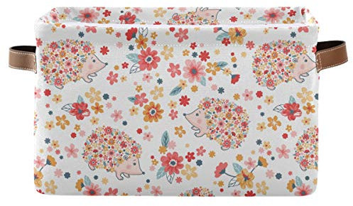 Aufbewahrungskorb, Würfel, Tier, Igel, Blume, groß, faltbar, Spielzeug, Aufbewahrungsbox, Wäschekorb, Organizer für Schrank, Regal, Kinderzimmer, Schlafzimmer, 38.1x27.9x24.1 cm, 1 Packung