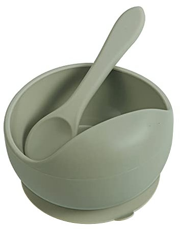 PandaEar Bols Pour Bébé, Ensemble D'alimentation En Silicone Pour Bébé, Bols À Succion Pour Bébé Et Tout-Petit Avec Cuillère, Bol En Silicone Sans BPA Pour Les Bébés De 4 Mois Et Plus - Vert