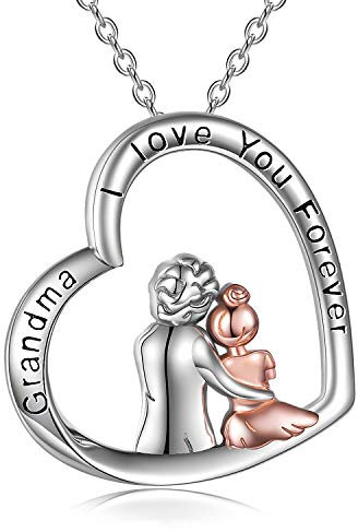 YFN Oma Geburtstag Halskette Sterling Silber Anhänger Herz Schmuck Geschenke Enkelin für Oma Frauen