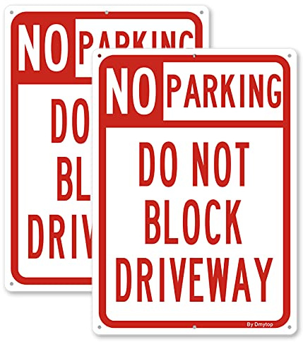 No Parking Do Not Block Driveway Sign | 35 x 25 x 0.1cm Reflective Aluminum, Easy Mounting, Rust-Free/Fade Resistance, Indoor/Outdoor,UV Protected, 2 Pack
