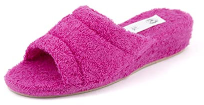 JOMIX Ciabatte Spugna Donna Aperte con Zeppa Pantofole Spugna Ciabatte Donna Casa Comode ITD1576 (01 Fuxia, 39)