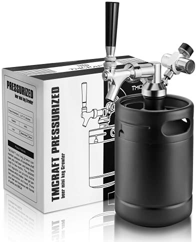 TMCRAFT - Mini Keg Growler de 2 litres - système de kit de fût Domestique en Acier Inoxydable pressurisé pour Garder la fraîcheur et la Carbonatation de la bière(Noir Mat)