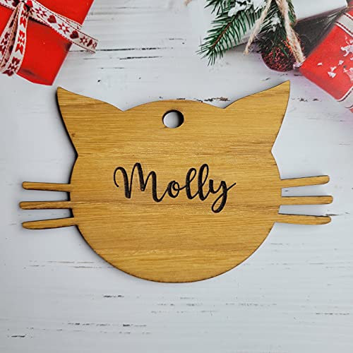 Cat First Christmas Pets 1st Xmas Tree Decoration Ornament Bauble - Cherry Veneer and Acrylic Engraved Christmas Tree Ornament - Keepsake Presents