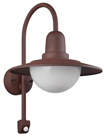 Trio Leuchten LED Außen Wandleuchte Norman 207269124, Aluminium Druckguss rostfarbig, Acryl weiß, exklusiv 1x E27, Bewegungssensor