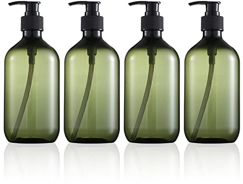 Misazy Leere Shampooflaschen,300 ml Seifenspenderflaschen,Leere nachfüllbare Kunststoff-Lotion-Pumpflaschen Für Flüssigseife Shampoo Duschgel (Grün)