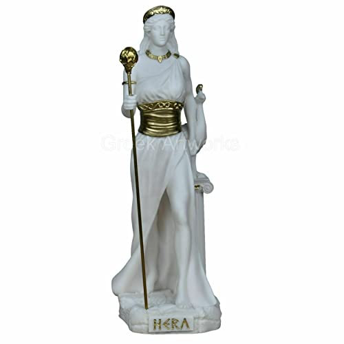 Hera Juno Griechische römische Göttin Königin der Göttin Statue Skulptur Figur goldene Akzente