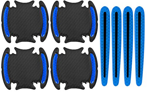 ETOPARS 8 Pezzi Adesivi Riflettenti per Maniglia della Portiera dell'auto Blu Adesivo per la Protezione dai Graffi Vernice Tazza Porta Ciotola Pad Automatica