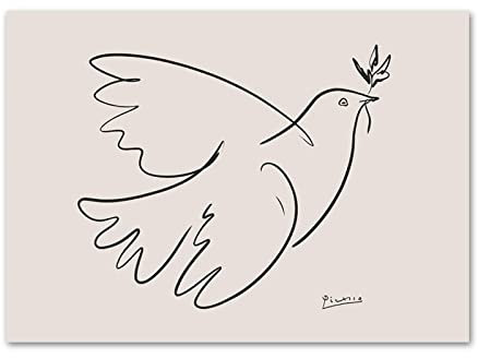WTEVMAIY Abstrakte Matisse Picasso Taube Nordic Poster Kunstdrucke Wand Bilder Leinwand Bild Wandbilder FüR Wohnzimmer Dekor Picasso Kunstdrucke Rahmenlos 50×70cm