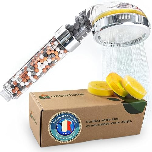 Aecodune Soffione Doccia Anticalcare Grande Vitamina C - Purezza e Bellezza - Filtro Doccia Anticalcare con Essenze - Riduce il 99% di Fluoro, Cloro e Altro