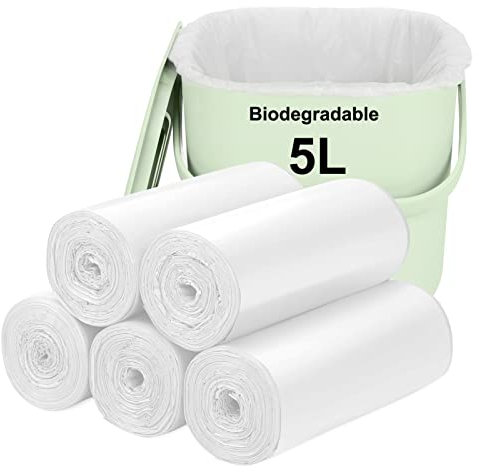 Biodegradable Trash bags 120PCS, Aievrgad 5L/1.2Gallon small Garbage bags/For Countertop Bin. Bin Liner/Trash/rubbish Bags, 100% Recycled,Tough, degradable, Compost Bags for kitchen/household-white