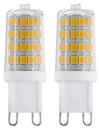 EGLO G9 Stiftsockel LED Lampe 2er-Set, Stiftsockellampe, 2 Steckbirnen, je 3 Watt (entspricht 30 Watt), 320 Lumen, Leuchtmittel Maiskolben warmweiß, 3000 K, Glühbirne Pin Ø 1,6 cm