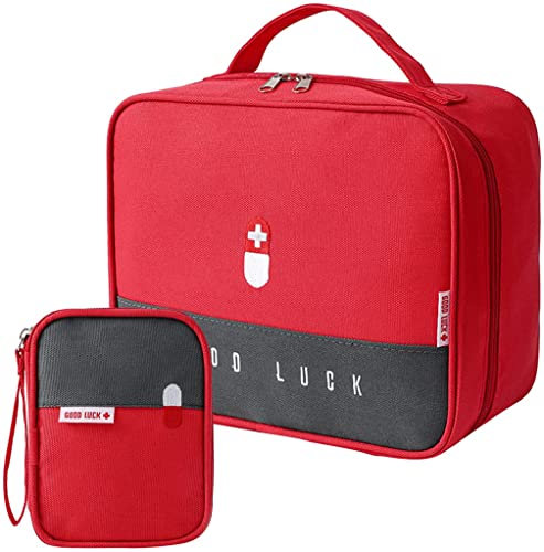 Zimohe 2stk Medikament Tasche Große Kapazität Medizinische Notfalltasche Leer wasserdichte Medizin Aufbewahrungstasche Tragbar Medikamententasche Für Home Office Reisen (Rot)