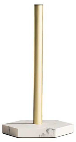 Porte-Serviettes en Papier Porte-Rouleaux de Serviettes en Papier sur Pied avec Base en marbre Imitation pour comptoir de Cuisine de Salle de Bain, Rangement de Salle à Manger (Blanc)