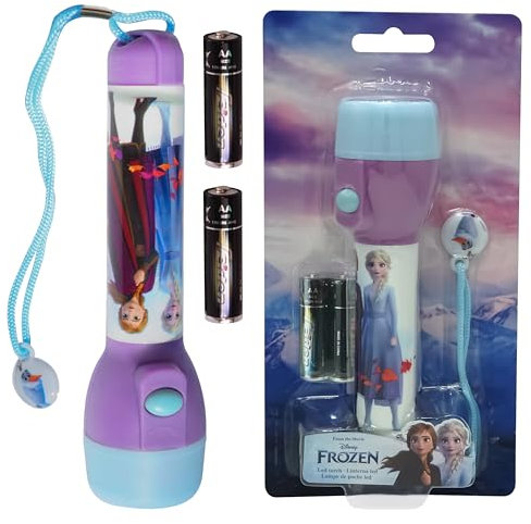 HOVUK® Lampe de poche LED en plastique pour enfants de 16 cm, grande lampe de poche de 3,5 m, veilleuse lumineuse pour enfants de 3 ans et plus (Disney La Reine des neiges)