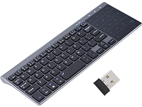 Akozon Slim Wireless Keyboard 2, tragbare schlanke 2,4-GHz-Wireless-Tastatur mit 4-GHz-Touchpad für PC, Notebook, TV-Box, Touchpad, Computer, Outdoor-Reisen
