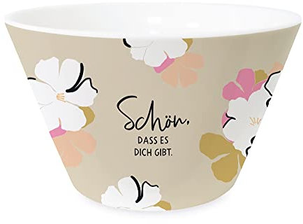 Grafik-Werkstatt Müsli-Schale mit 100 % Echtgold | Porzellan Schüssel | Schön, dass es dich gibt, Beige