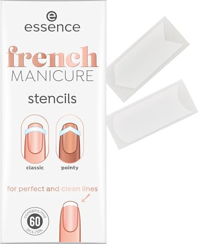 essence french MANICURE stencils, Künstliche Fingernägel, Nr. 01, Weiss, Expressergebnis, French Manicure, Nanopartikel frei, 1er Pack (60pcs)