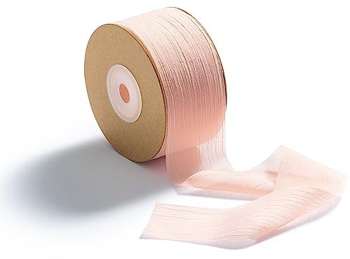 CHUQING Geschenkband Chiffon 38mm x 22,8 m Hell-Pink Schleifenband Festival Bänder Dekoband für Hochzeit, Taufe und Geburtstag Geschenke,rosa