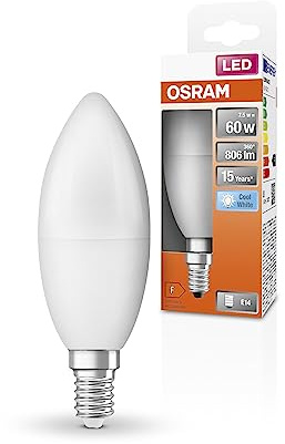 Osram LED Star Classic B60 LED Lampe für E14 Sockel, Kerzenform, FR, 806 Lumen, kaltweiß (4000K), Ersatz für herkömmliche 60W Glühbirnen, nicht dimmbar, 6er-Pack