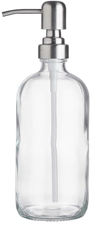 BUTLERS Seifendosierer Glas Edelstahl - SOAP Opera - | 500 ml Durchsichtig - Handseifenspender zur Badgestaltung - Lotionspender für Duschgel & Pflegeöl