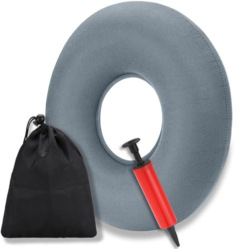 Huiguli Hämorrhoiden Sitzkissen, Sitzring nach OP, Aufblasbare Sitzkissen Orthopädisch mit Pumpe, Rund Luftkissen für Hämorrhoiden,Steißbeinschmerzen, Schwangerschaft