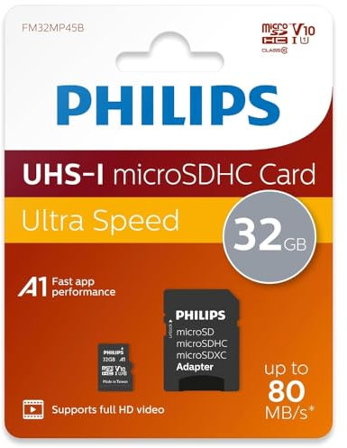 Philips MicroSDHC 32Go CL10 80mb/s UHS-I + Adaptateur au détail