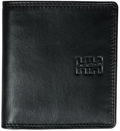 Elbleder Geldbörse klein Leder Schwarz RFID-Schutz mit Münzfach – Mini Geldbeutel für Damen & Herren - Echtleder Portemonnaie für 6 Karten - Polo Carré 106 BK