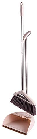 AttreX Juego de NLIAN y recogedor, Suministros de Limpieza, Combo de sartén Vertical for vestíbulo con Mango de 90 Cm, Uso de desmontaje for el hogar, Cocina, Oficina, Azul y Rosa Recogedor