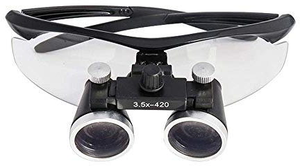Lupen, am Kopf montierte Reparaturlupe, 2,5 x/3,5 x 420 mm, Zahnlupe, Dentallabor, medizinische Lupe, Vergrößerung, binokulare Zahnlupe, Chirurgie, chirurgische Lupe, Lesen/Beobachten/Reparieren