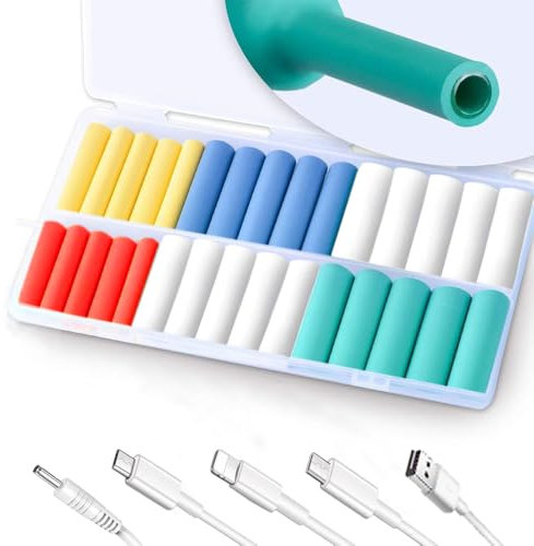 HUNANBANG 30pcs Charger Protector, Cable Protector, Spiral Charger Cord Protector, Flexible Cable Cord Saver, Tube Wrap Cable Wire Kit for DIY (resuo1 30pcs)