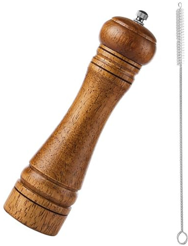 TooWoom Pfeffermühle, Salzmühle, Holz-Pfeffermühle, mit einstellbarem Grob, 20,3 cm hoch, Holz, nachfüllbar, manuelle Pfeffermühle, Pfeffermühle für schwarzen Pfeffer
