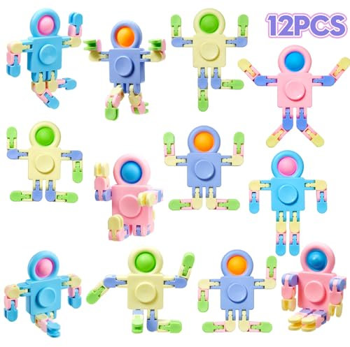 HOUT 12 Unités Hand Spinner Robot - Cadeau Anniversaire Enfants Invites Fidget Toys - Fidget Spinner Jouet Anti-Stress Transformable Créatif- Handspinner Jouets Sensoriels