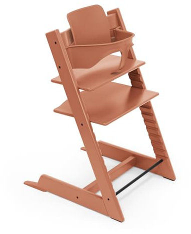 Stokke Tripp Trapp Hochstuhl, Terracotta - Inklusive Stuhl + Baby Set2 für Kinder von 6-36 Monaten - Verstellbar, ergonomisch & leicht zu reinigen