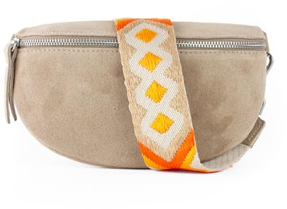 lePelou Bauchtasche aus Veloursleder, Wildleder Bauchtasche, Festival Tasche, Cross Body Tasche, Gürteltasche, Geschenk (Beige 2, S)