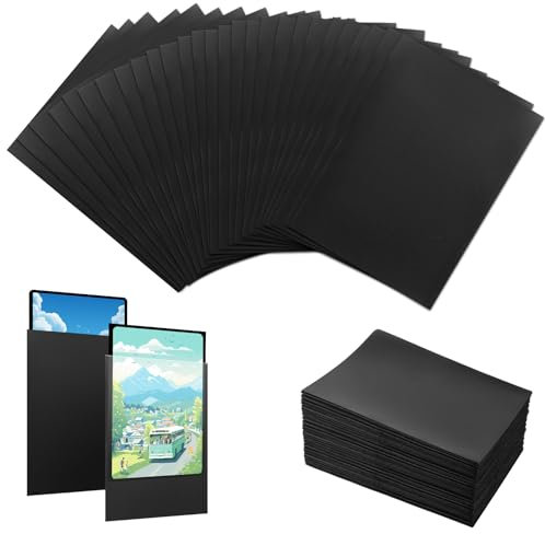 VMUTGA 400 Stück Karten Hüllen, 66 x 91 mm Standardgröße Sammelkarten Hüllen Schwarz Kartenhüllen Einsteckhüllen Kartenhalter Schutzhüllen Karten Sleeves Kartenhülle für Sammelkarten Sportkarten