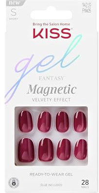 KISS Gel Fantasy, Press-On-Nägel, Nagelkleber inklusive, 'Set Us Free', Rot, kurze ovale Form, enthält 28 Nägel, 2g Kleber, 1 Maniküre-Stäbchen, 1 Mini-Feile