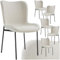 tectake® 6er Set Stuhl, Polsterstuhl für Küche, Esstisch, Sessel Schminktisch, Cocktailsessel, Elegante Esszimmerstühle oder Wohnzimmerstühle für edles Dining - Webstoff Off White/schwarz