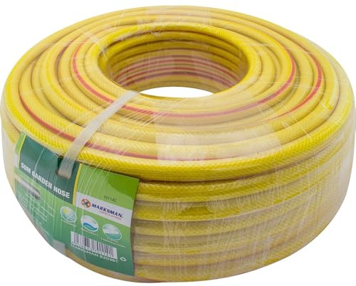 50m Garden Hose Pipe - Yellow HD - 1/2 Inch Diameter Heavy Duty Flexible Watering Hose for Outdoor Us
