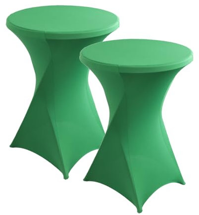 iEventStar Stretch Stehtisch Hussen Spandex Stehtischhussen Bartische Hochzeit Erstärkung im Fußbereich Rund Tischdecke für Bistrotisch Cocktail-Party (Grün, 2er Set - Ø 80-85 cm)