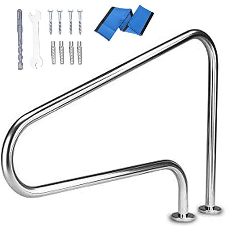 Pool Handläufe, Schwimmbad Treppengeländer, Edelstahl Treppenpools Handlauf für den Innenboden mit Quick Mount Bodenplatte und komplettem Montagezubehör