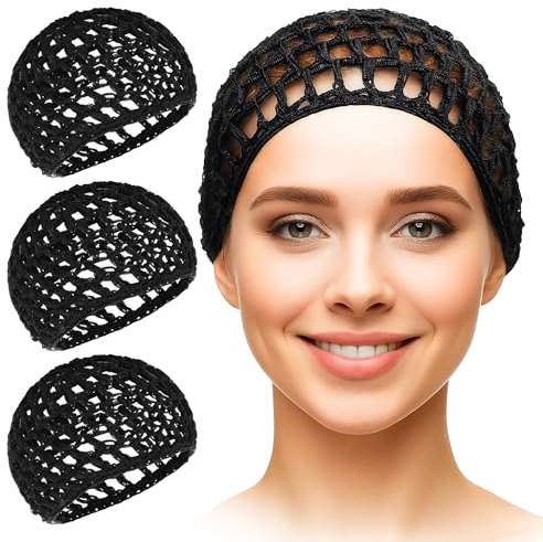 KETAR 4 Pcs Hair Nets for Sleeping, 5.5 x 6 Soft Viscose (Black)