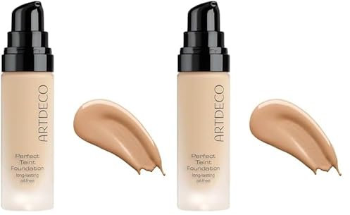 ARTDECO Perfect Teint Foundation - langanhaltende, flüssige Foundation ohne Öl und ohne Maskeneffekt - 1 x 20 ml (Packung mit 2)