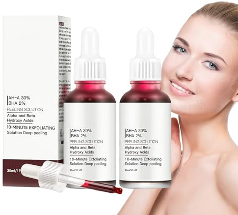 AHA 30% + BHA 2% Peeling Solution,2pcs Peeling Gesicht,Peeling-Lösung,Gesicht Exfoliator,Fruchtsäurepeeling Frauen,Feuchtigkeitsspendend,Fruchtsäurepeeling Gesichtsserum für Porenreinigung