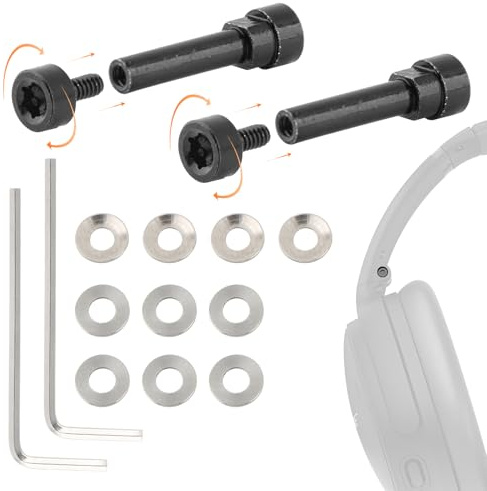 Headphones Metal Swivel Pins for Bose QuietComfort 35 II/QC35/QC45/QC25 Replacement Include Hinge Screws and Gasket for Bose Quiet Comfort Wireless Headphones Repair Tools(Black)
