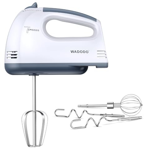 WADODO Electric Hand Mixer, 7-Speeds Small Handheld Mixer with 304 Stainless Steel Beaters, Dough Hooks & Whisk Attachment, Portable Food Kitchen Mixer for Baking Cake Cookies Cream